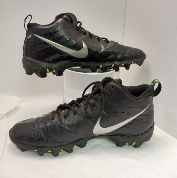 ! 💜 NIKE ALPHA Cleat Sneakers Leather Black & Iridescent Size 8.5 - Picture 2 of 7